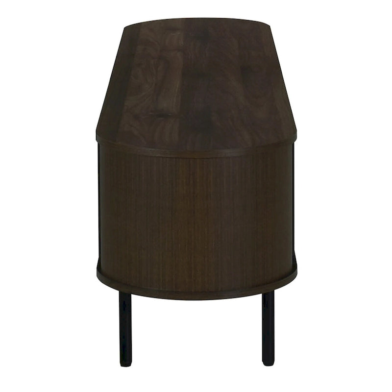 Meuble TV 2 étagères avec portes coulissantes à tambour, 180 cm