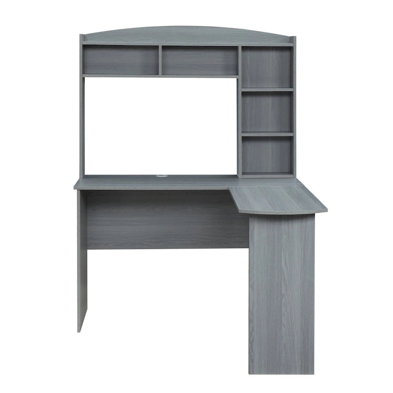 Bureau d'angle moderne avec huche gris