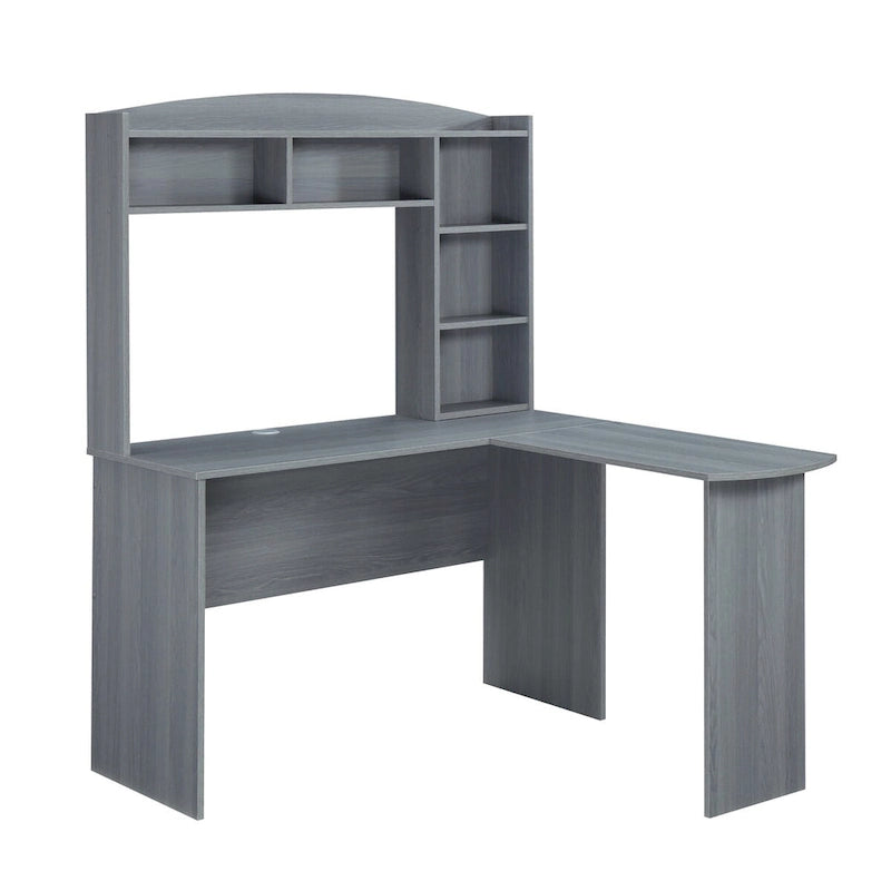 Bureau d'angle moderne avec huche gris