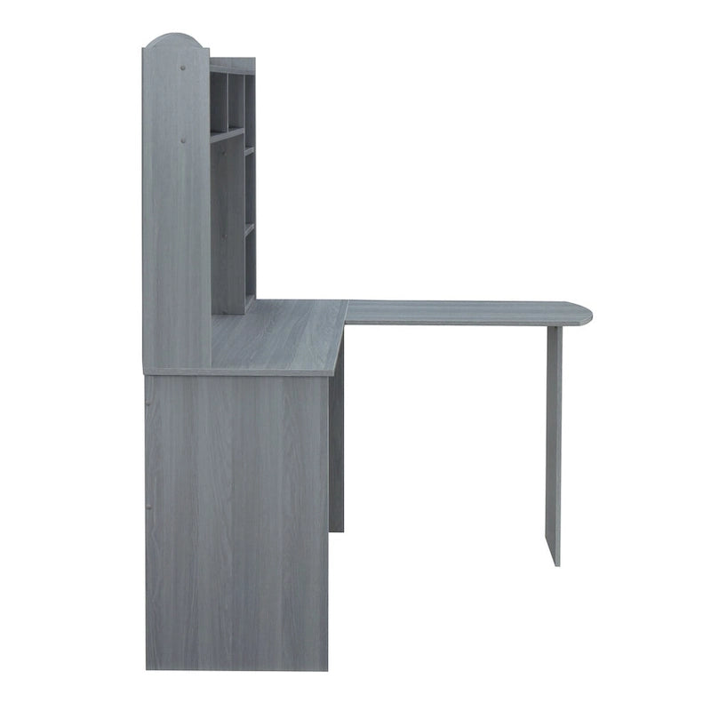 Bureau d'angle moderne avec huche gris