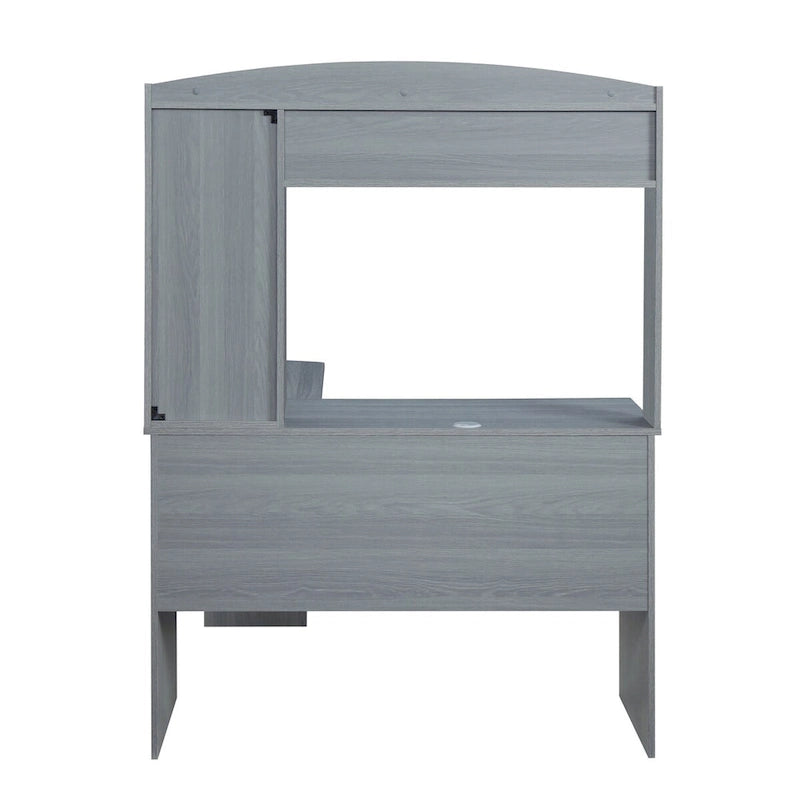 Bureau d'angle moderne avec huche gris