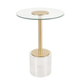 Table d'appoint en plastique acrylique avec base surélevée et support doré - Transparent