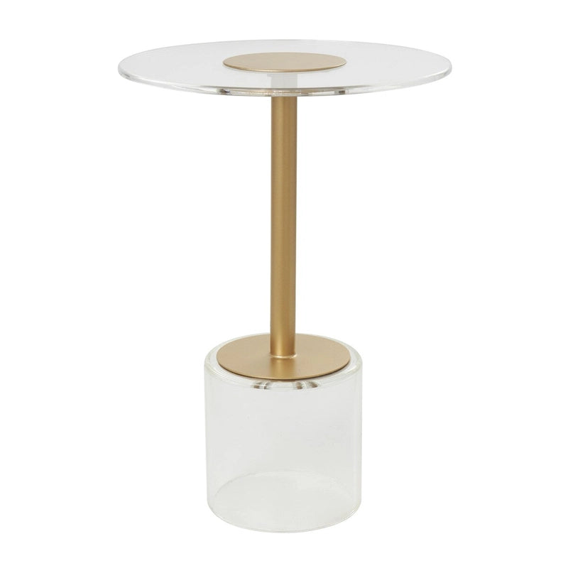 Table d'appoint en plastique acrylique avec base surélevée et support doré - Transparent