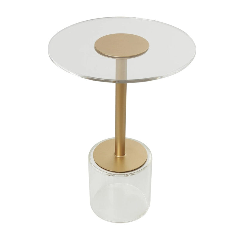 Table d'appoint en plastique acrylique avec base surélevée et support doré - Transparent