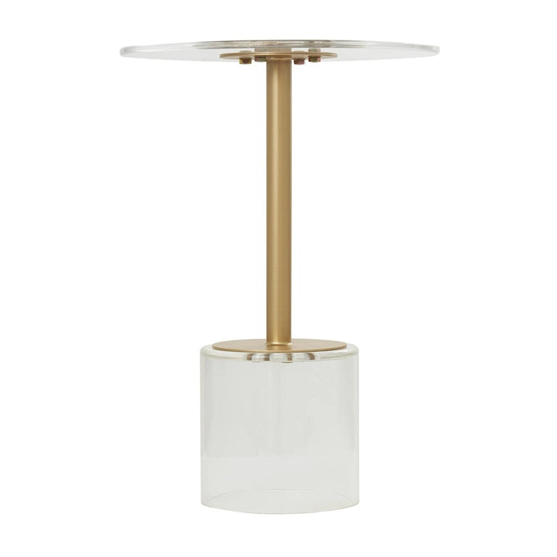 Table d'appoint en plastique acrylique avec base surélevée et support doré - Transparent