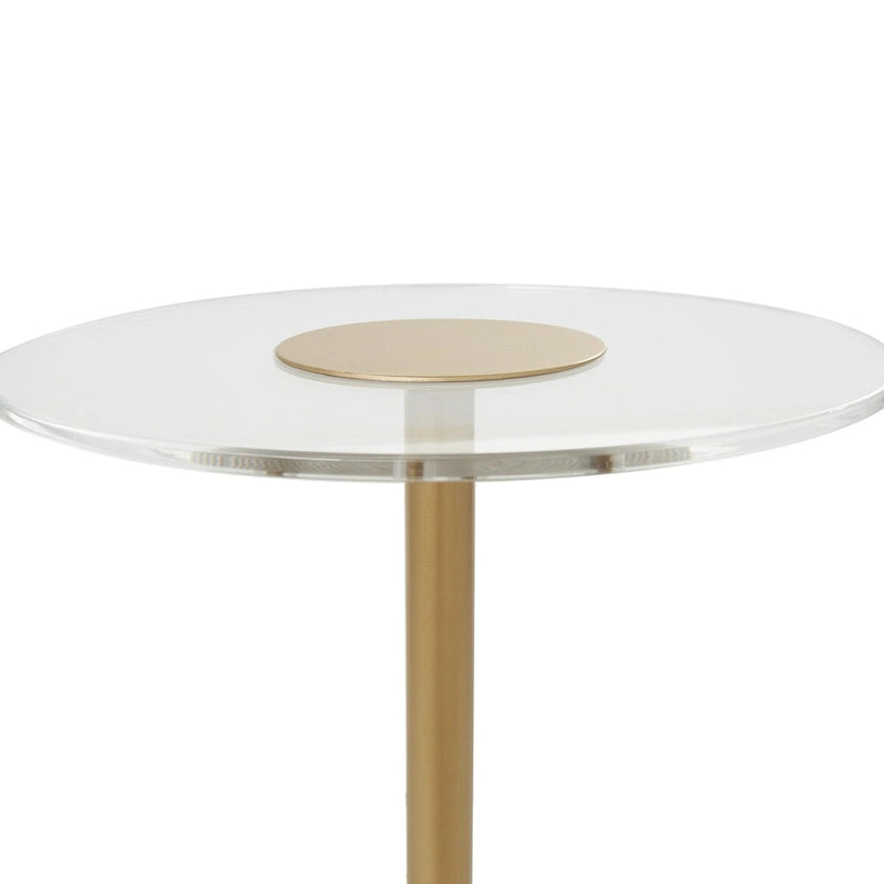 Table d'appoint en plastique acrylique avec base surélevée et support doré - Transparent