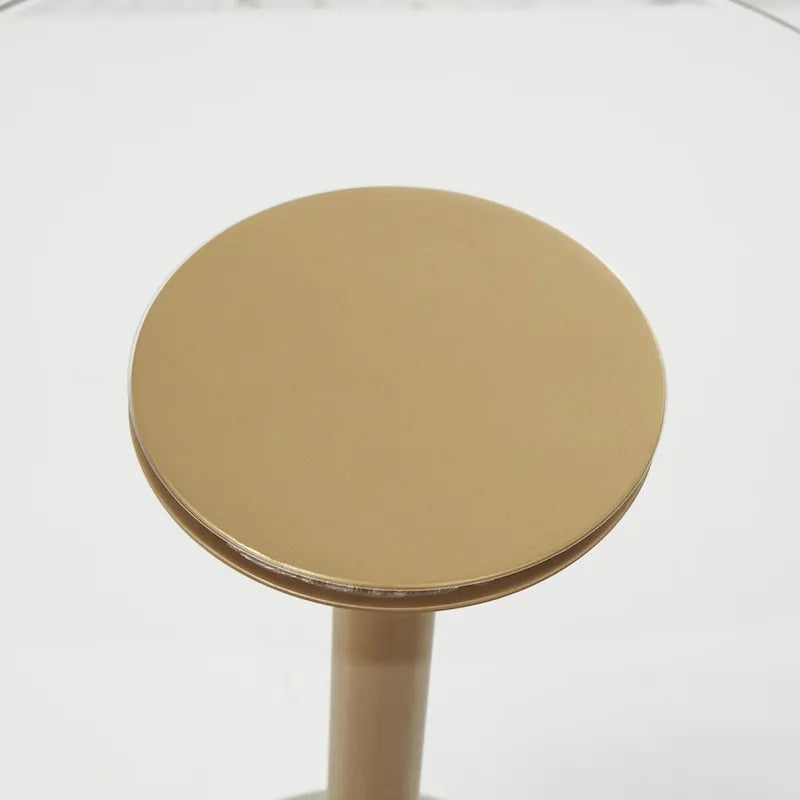 Table d'appoint en plastique acrylique avec base surélevée et support doré - Transparent