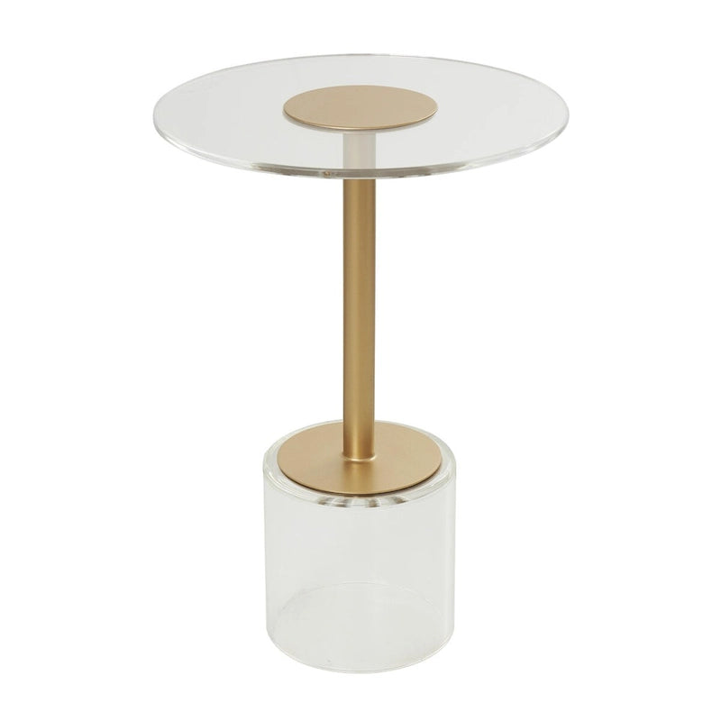Table d'appoint en plastique acrylique avec base surélevée et support doré - Transparent
