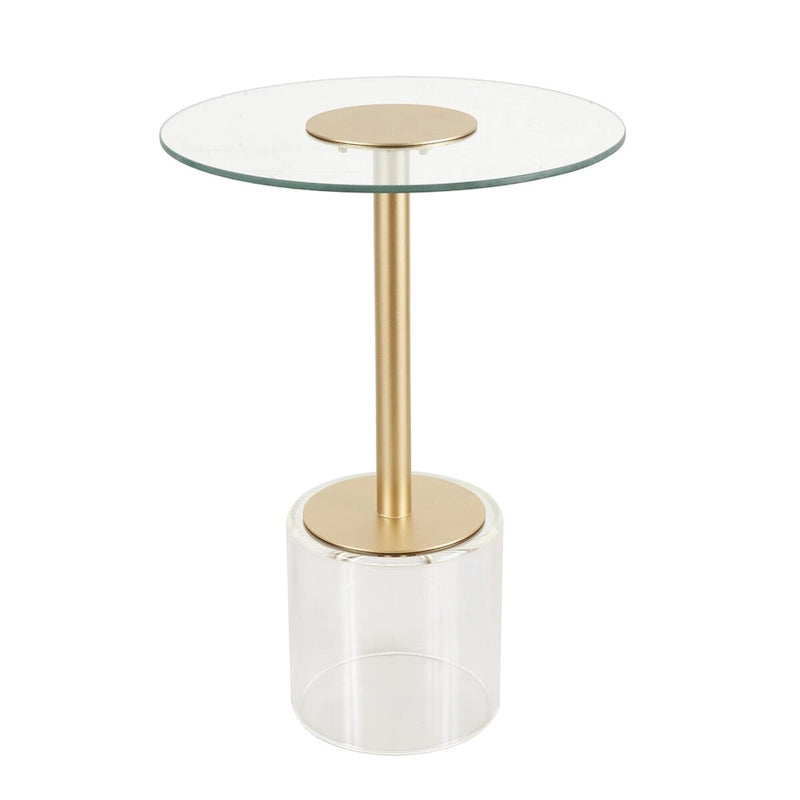 Table d'appoint en plastique acrylique avec base surélevée et support doré - Transparent
