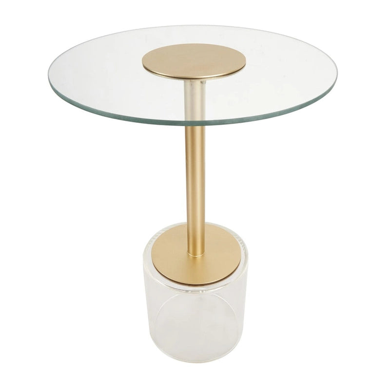 Table d'appoint en plastique acrylique avec base surélevée et support doré - Transparent