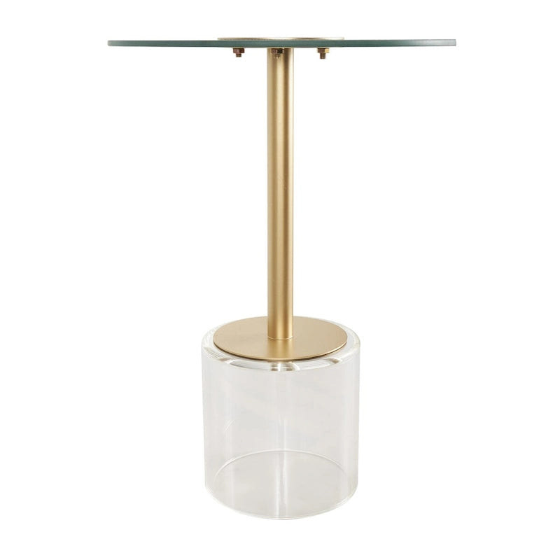 Table d'appoint en plastique acrylique avec base surélevée et support doré - Transparent
