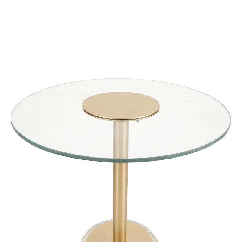 Table d'appoint en plastique acrylique avec base surélevée et support doré - Transparent