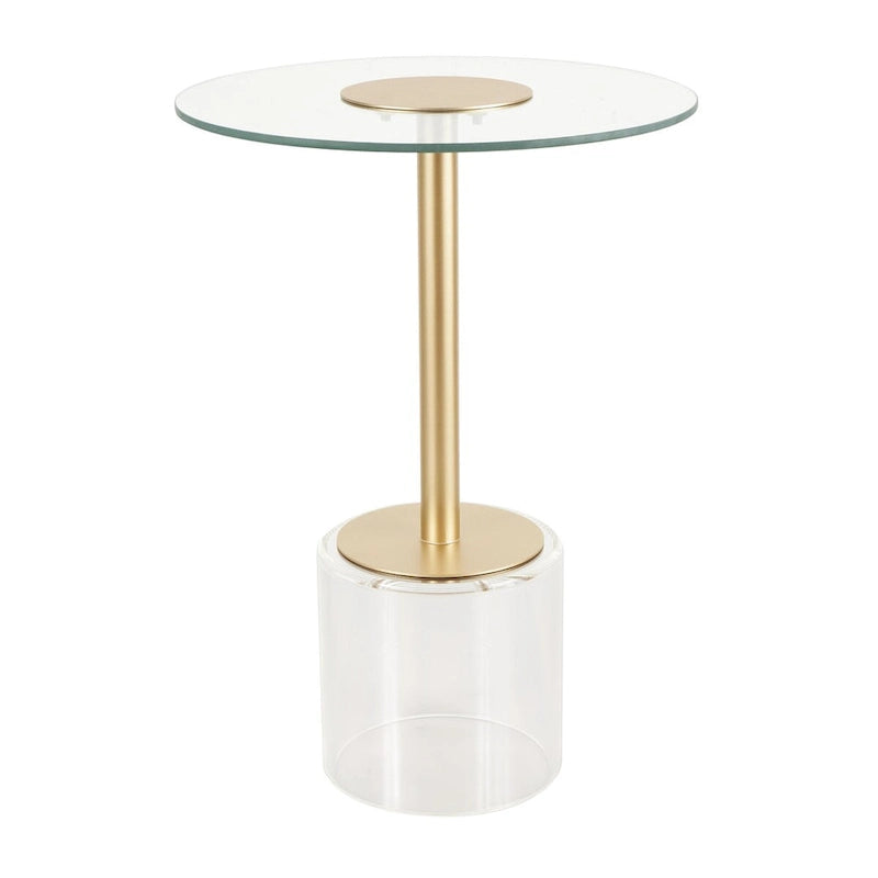 Table d'appoint en plastique acrylique avec base surélevée et support doré - Transparent