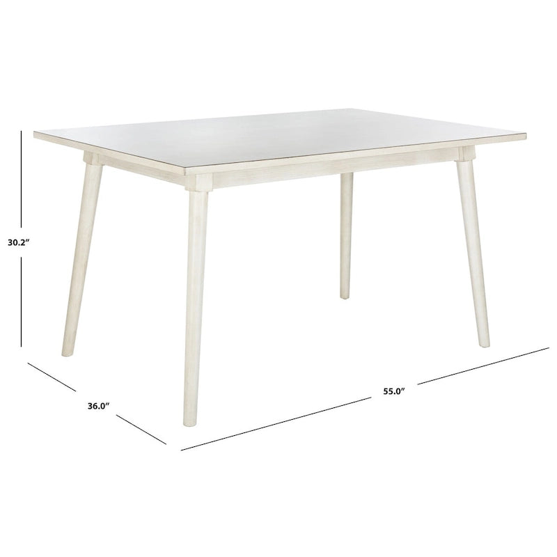 Table à manger rectangulaire 55 pouces au fini noyer ou blanc antique, 4 à 6 places – Design classique