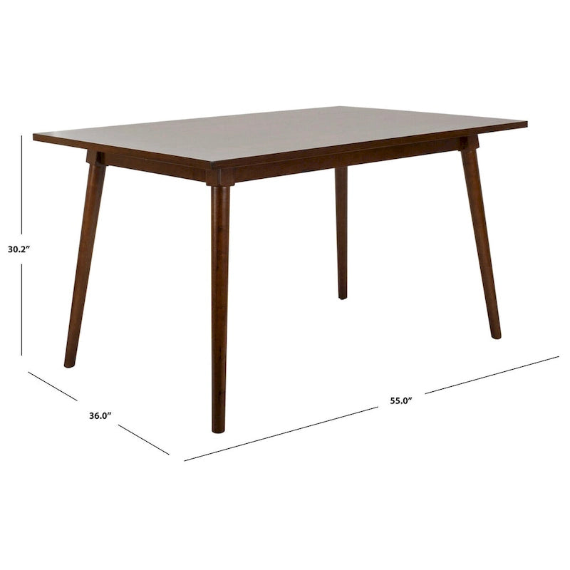 Table à manger rectangulaire 55 pouces au fini noyer ou blanc antique, 4 à 6 places – Design classique